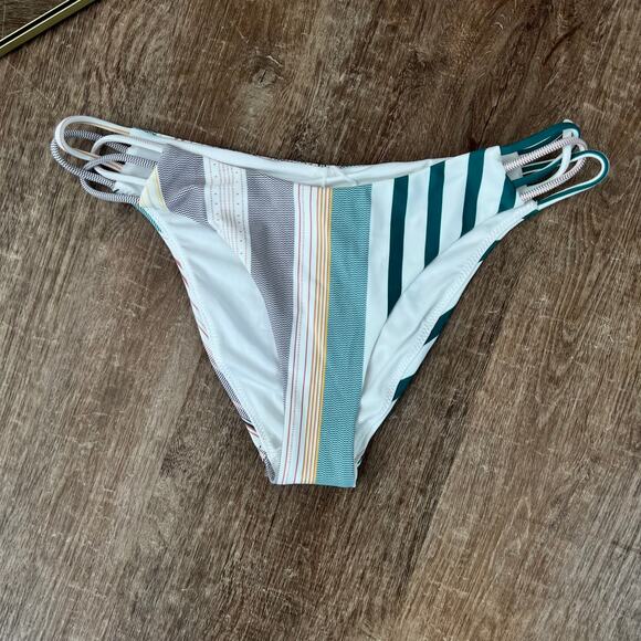 NWT O'Neill Allie Stripe Kaanapali Bikini Bottom White Stripes Small - Picture 1 of 6